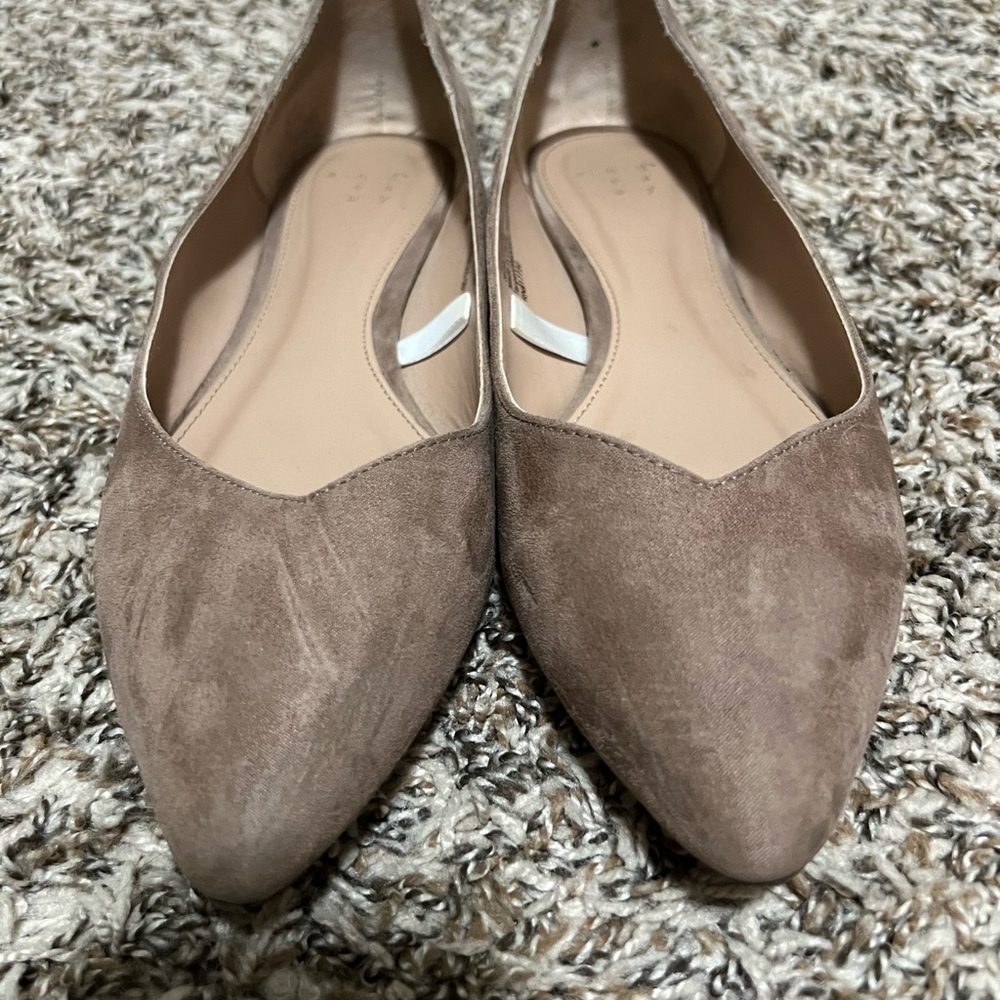A New Day Tan Flats Pointed Toe Suede